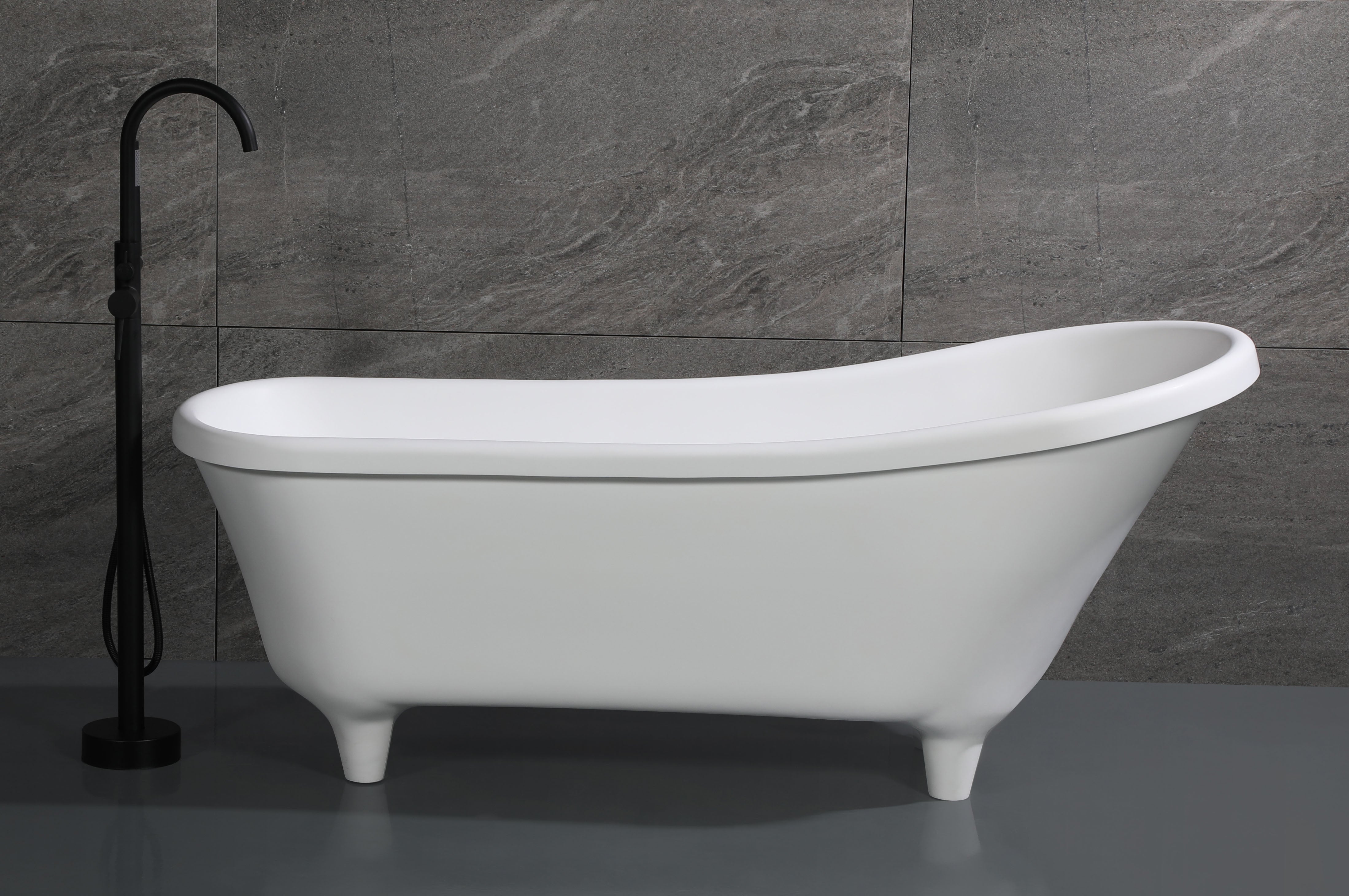 ALFI AB9960 67" White Matte Clawfoot Solid Surface Resin Bathtub