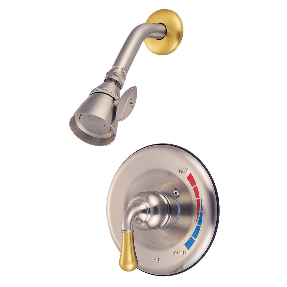 Kingston Brass KB639SO Magellan Single-Handle Pressure Balanced Shower Faucet, Brushed Nickel/Polished Brass