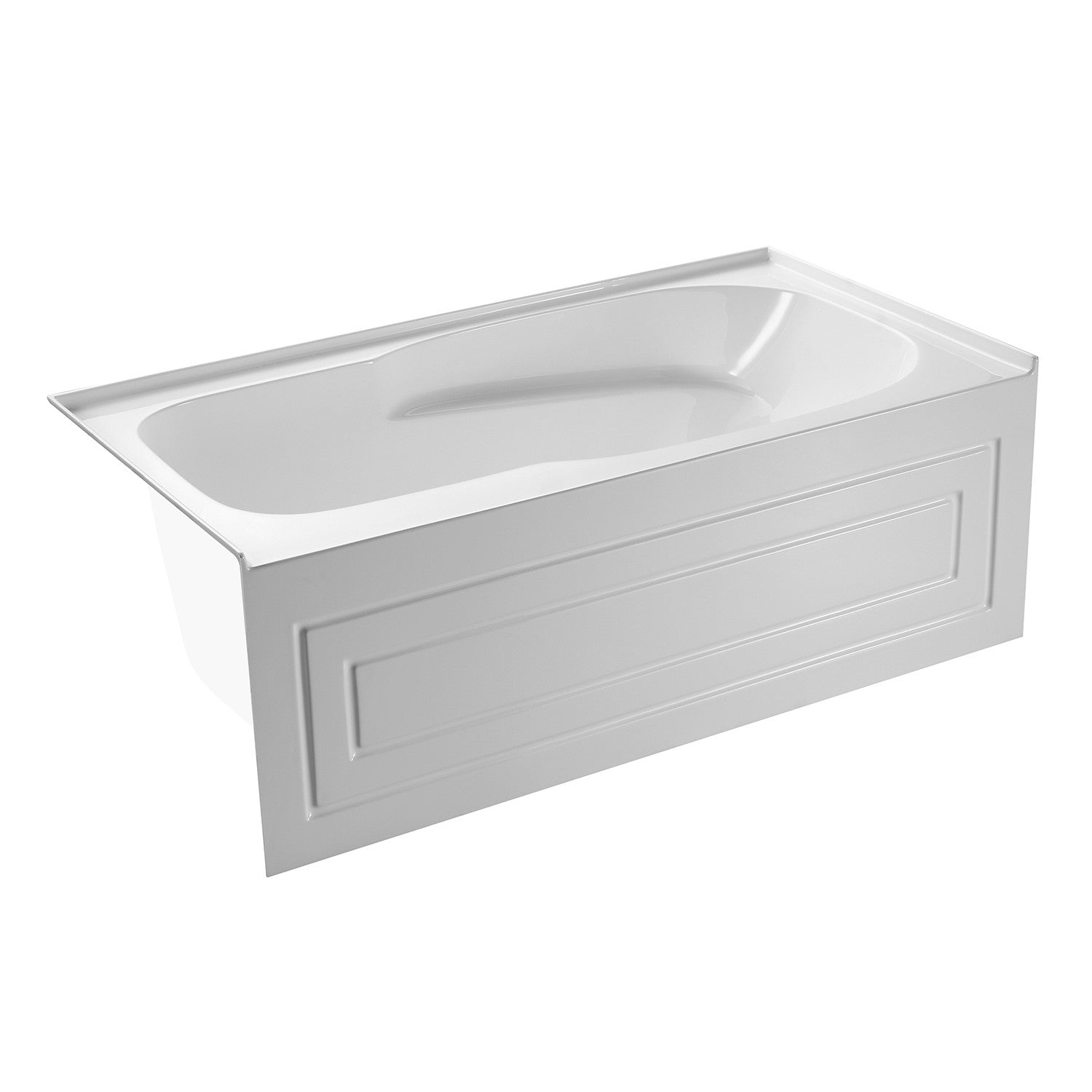 Aqua Eden VTAP6031L21C 60" Acrylic Rectangular 3-Wall Alcove Tub with Anti-Skid Surface, Left Hand Drain, Glossy White