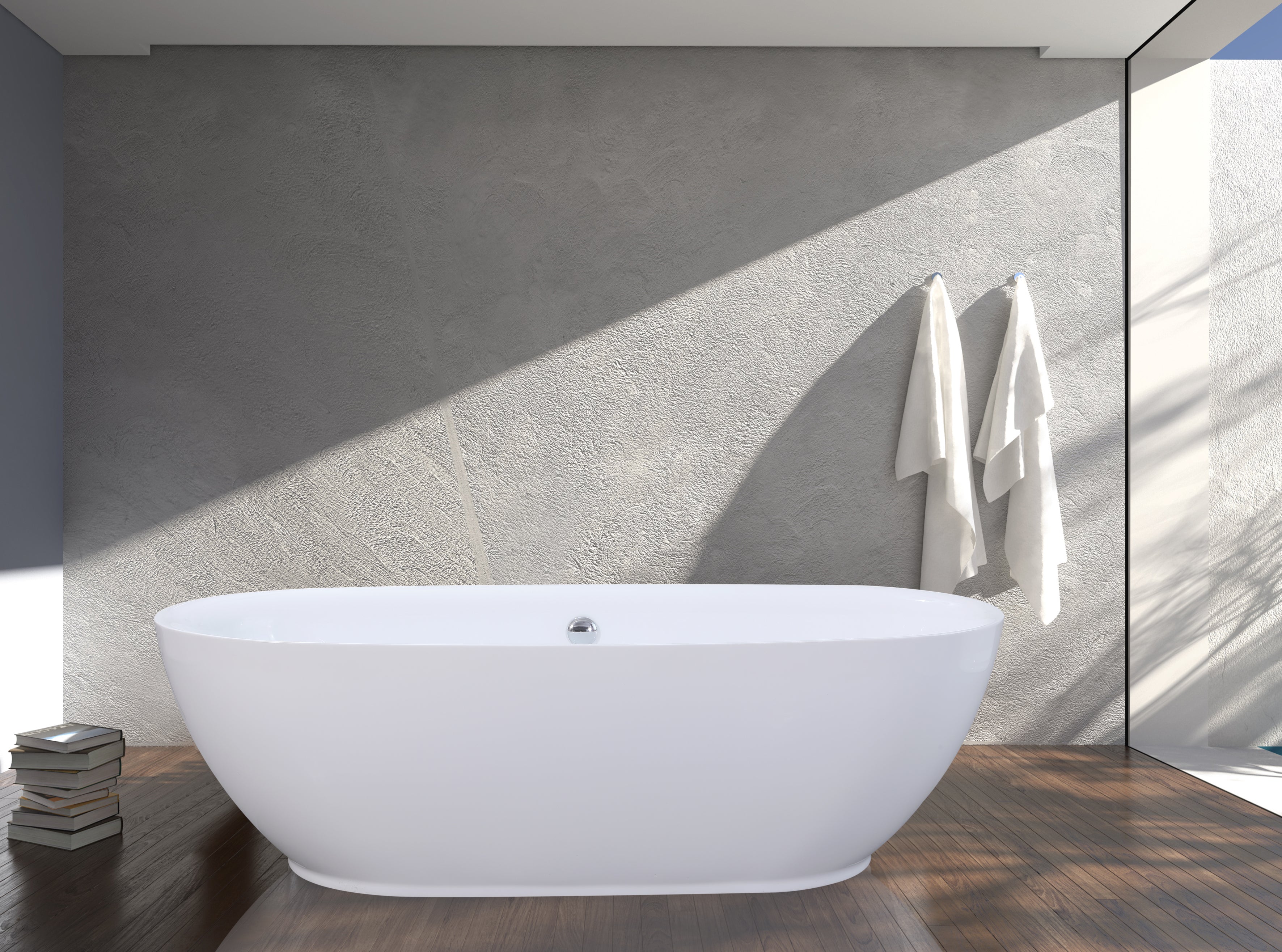 Kingston Brass VTDE713321BA 71" Acrylic Oval Double Ended Freestanding Tub with Drain, Glossy White