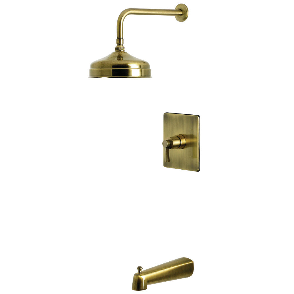 Kingston Brass KB6343NDL NuvoFusion Single-Handle Pressure Balanced Tub and Shower Faucet, Antique Brass