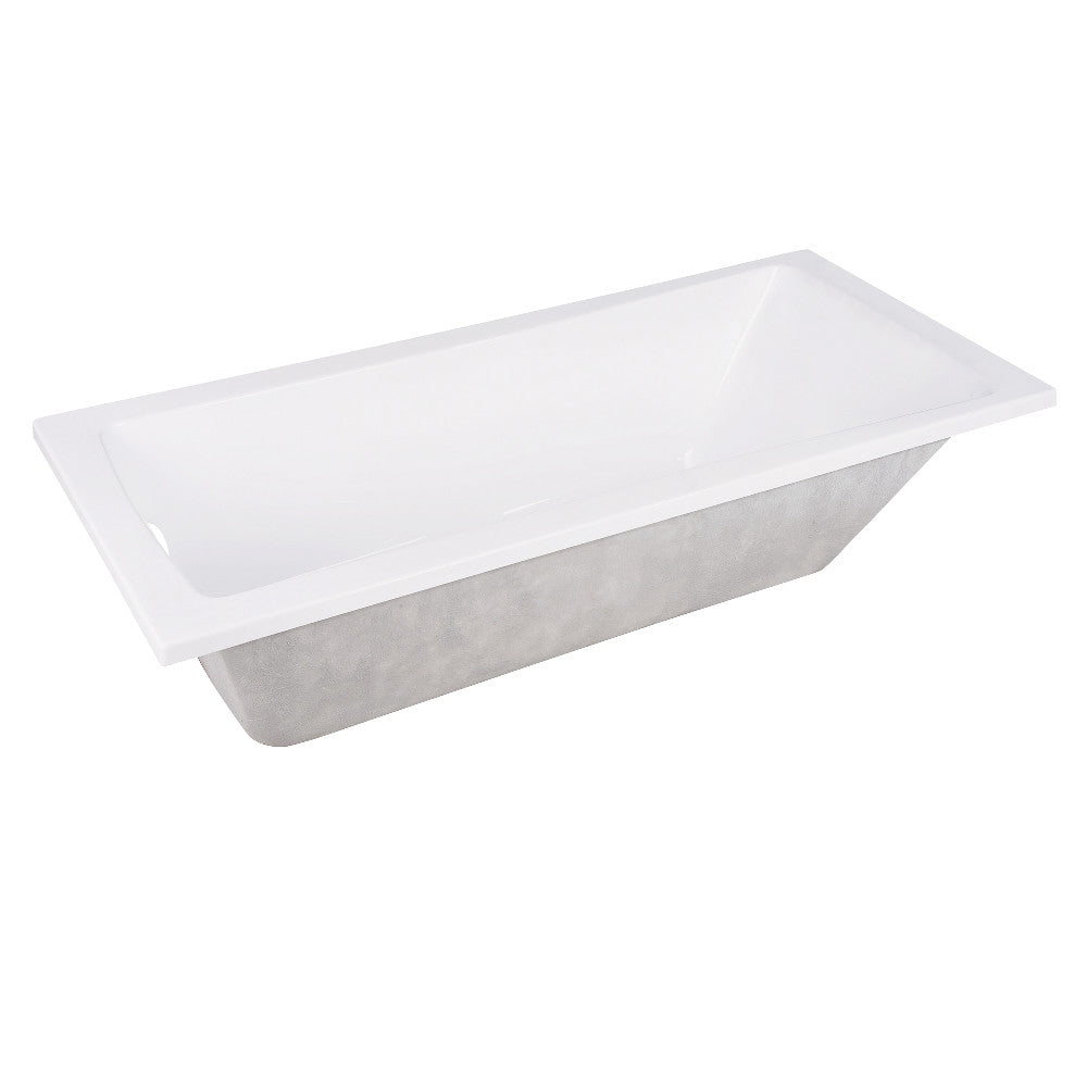 Aqua Eden VTPN593017 59" Acrylic Rectangular Drop-In Tub with Reversible Drain, Glossy White