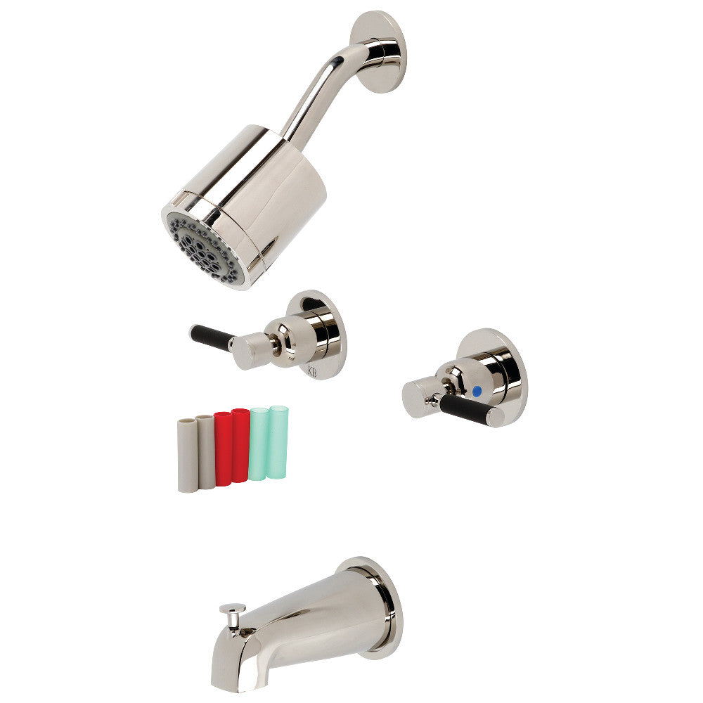 Kingston Brass KBX8146DKL Kaiser Double-Handle Tub and Shower Faucet, Polished Nickel