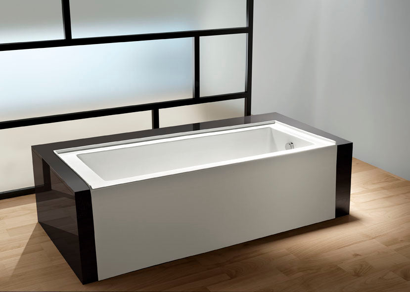 Aqua Eden VTDE603122R 60" Acrylic Rectangular 3-Wall Alcove Tub, Right Hand Drain, Glossy White
