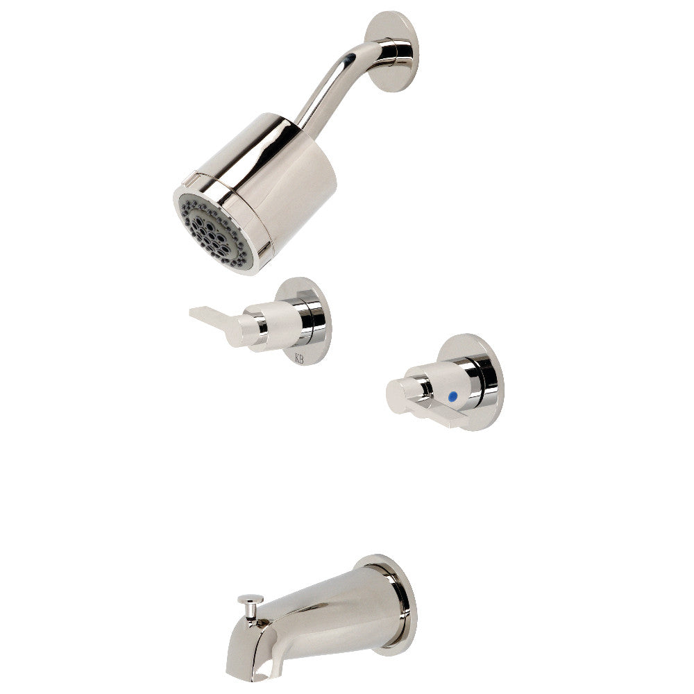 Kingston Brass KBX8146NDL NuvoFusion Double-Handle Tub and Shower Faucet, Polished Nickel
