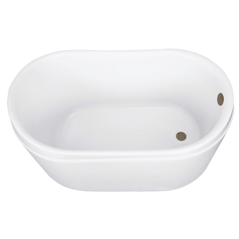 Kingston Brass VTRS522928M3 52" Acrylic Oval Double Slipper Freestanding Tub with Overflow/Drain Assembly, Glossy White/Antique Brass