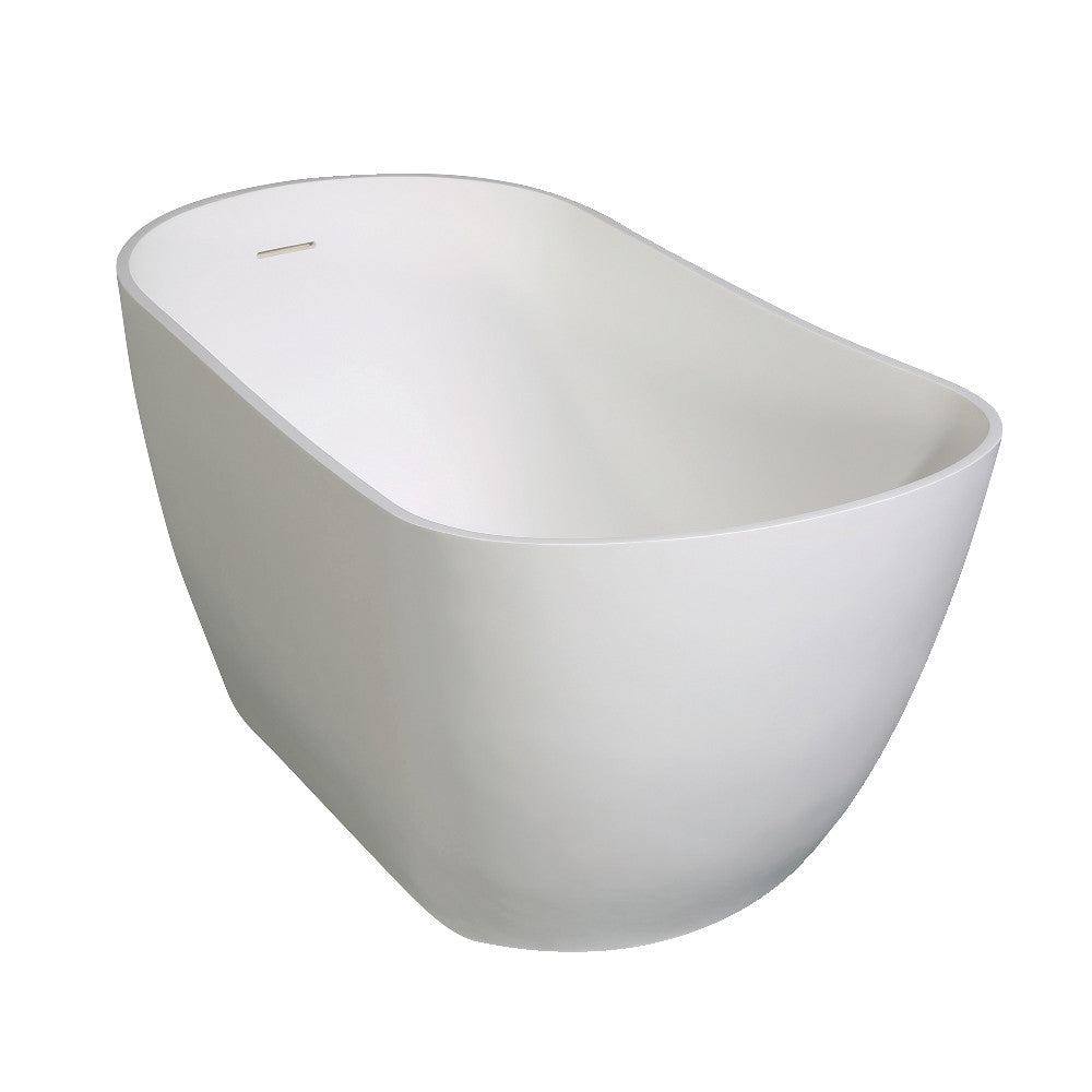 Kingston Brass VRTSS513026 52" Solid Surface Oval Single Slipper Freestanding Tub with Drain, Glossy White/Matte White