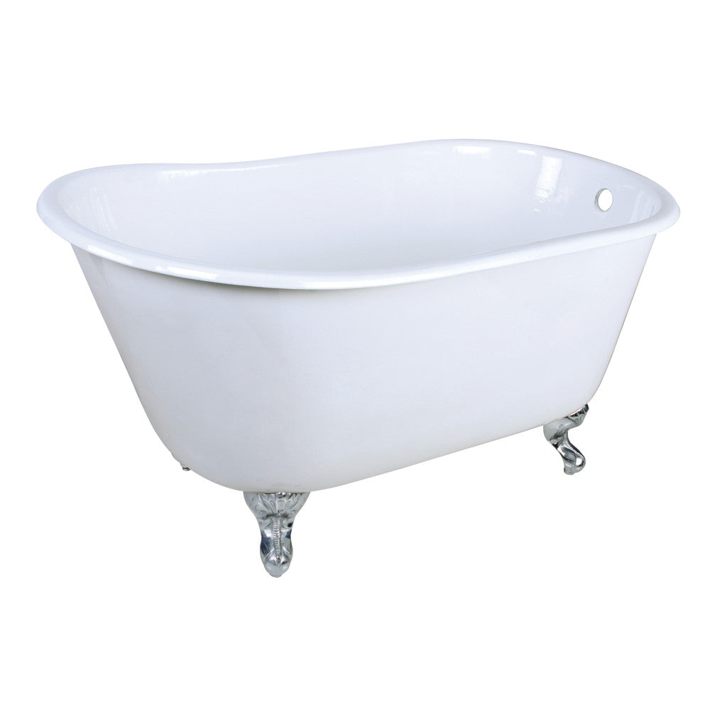 Aqua Eden VCTND4828NT1 48" Cast Iron Oval Single Slipper Clawfoot Tub (No Faucet Drillings), White/Polished Chrome