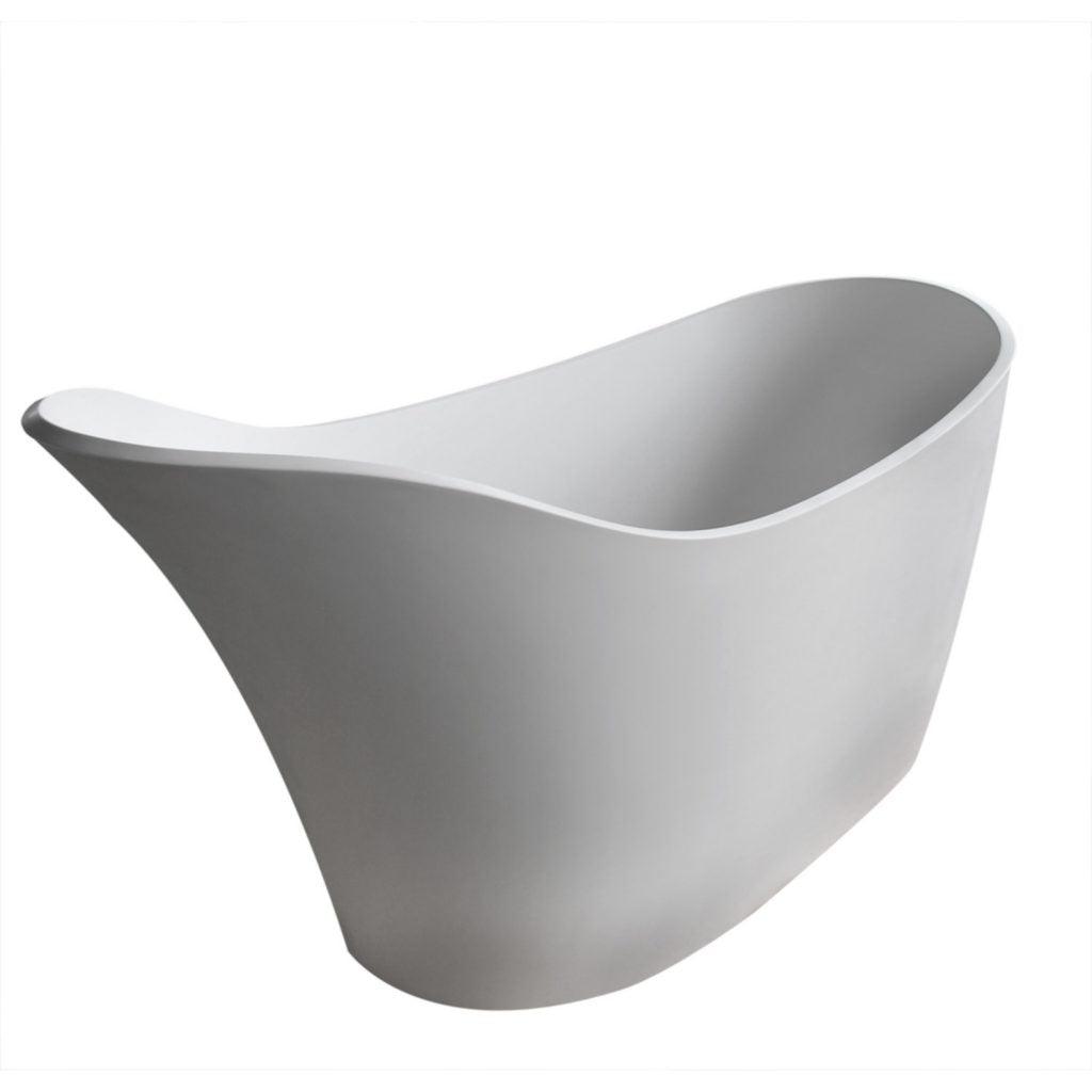 ANZZI Tuasavi 5.6 ft. Solid Surface Center Drain Freestanding Bathtub in Matte White - Bathroom Design Center