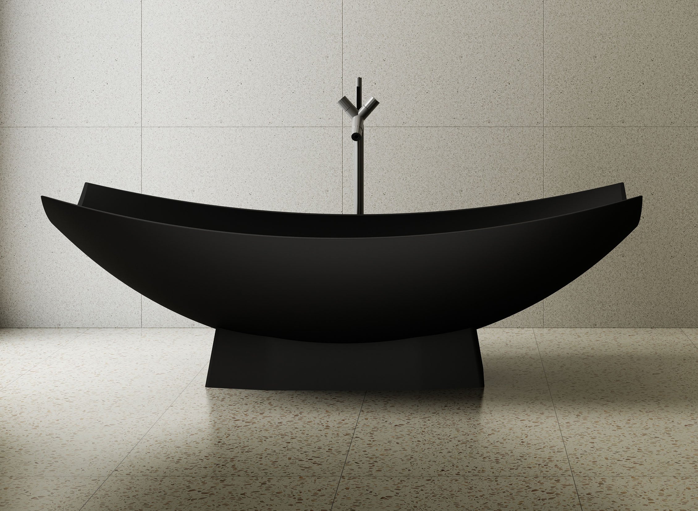 ALFI AB9992BM Black Matte 71" Solid Surface Resin Free Standing Hammock Style Bathtub