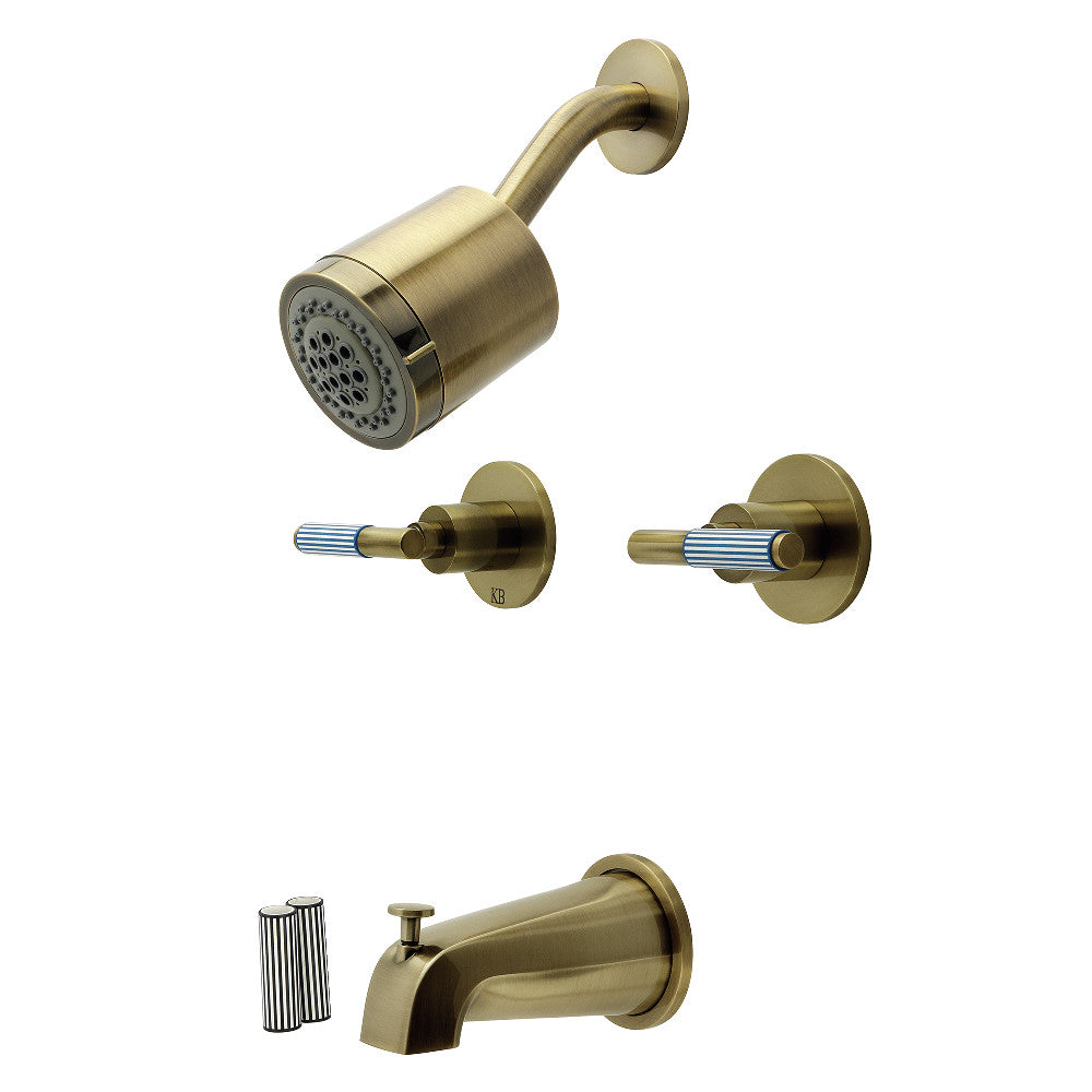 Kingston Brass KBX8143KPS Verona Double-Handle Tub and Shower Faucet, Antique Brass