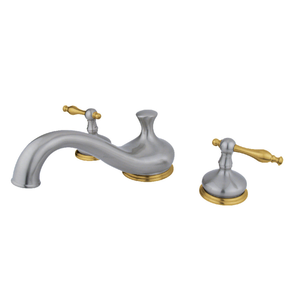 Kingston Brass KS3339NL Heritage Two-Handle Deck Mount Roman Tub Faucet, Brushed Nickel/Polished Brass