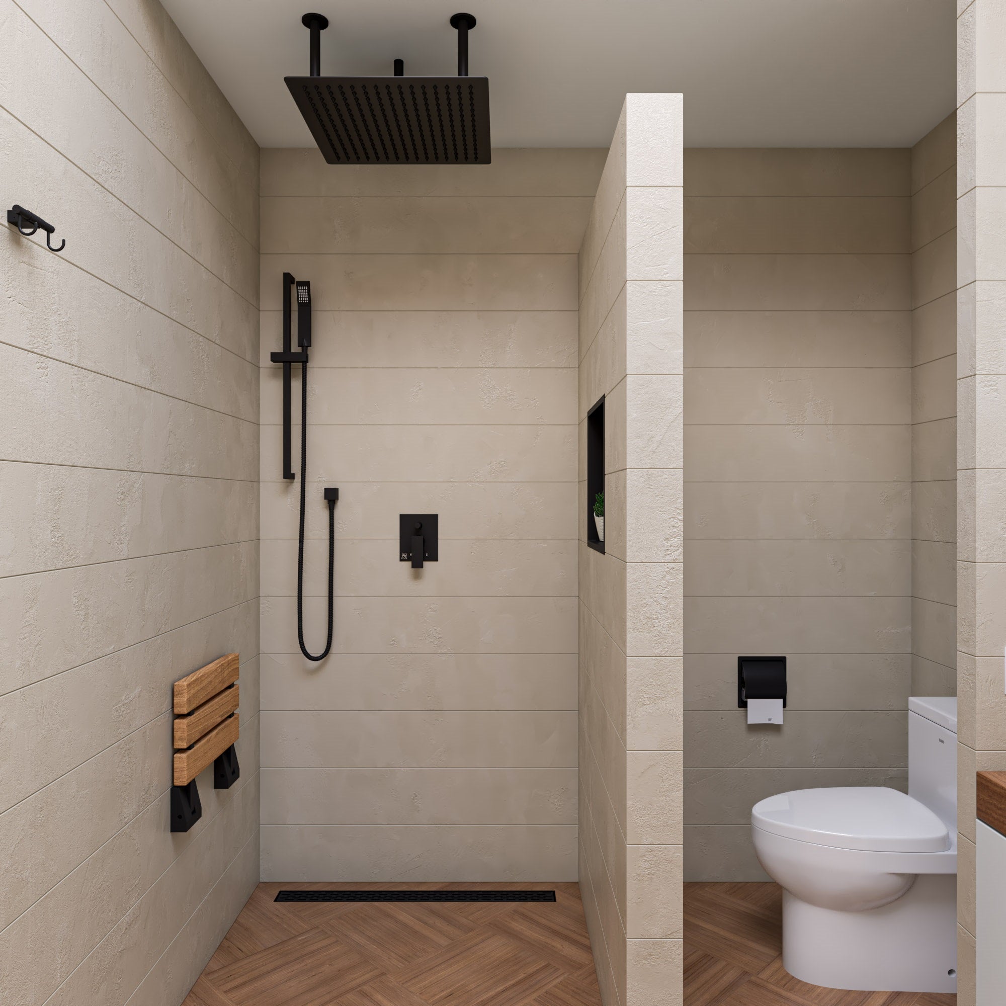 ALFI ABLD36C-BM 36" Black Matte Stainless Steel Linear Shower Drain with Groove Holes
