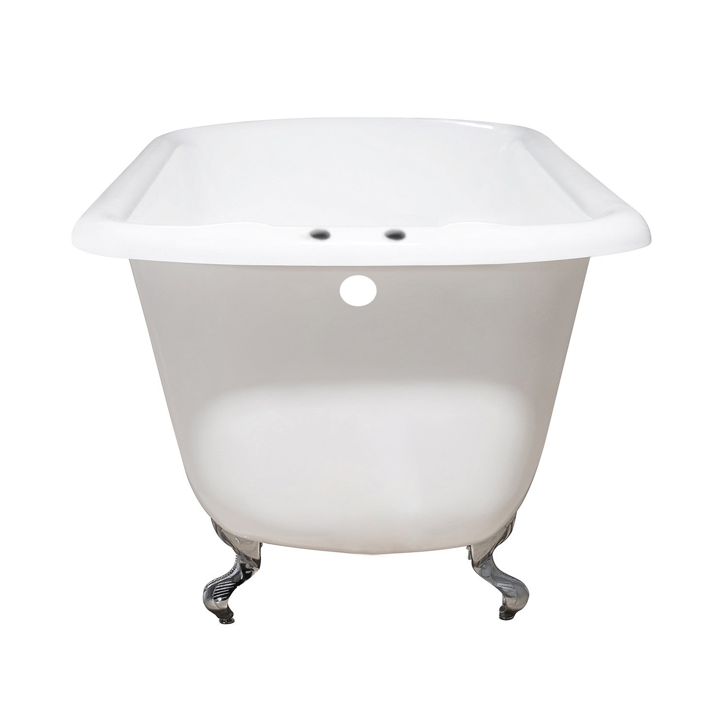 Aqua Eden VCT7D543019W1 54" Cast Iron Classic Flat-Rim Roll Top Clawfoot Tub (7" Faucet Drillings), White/Polished Chrome