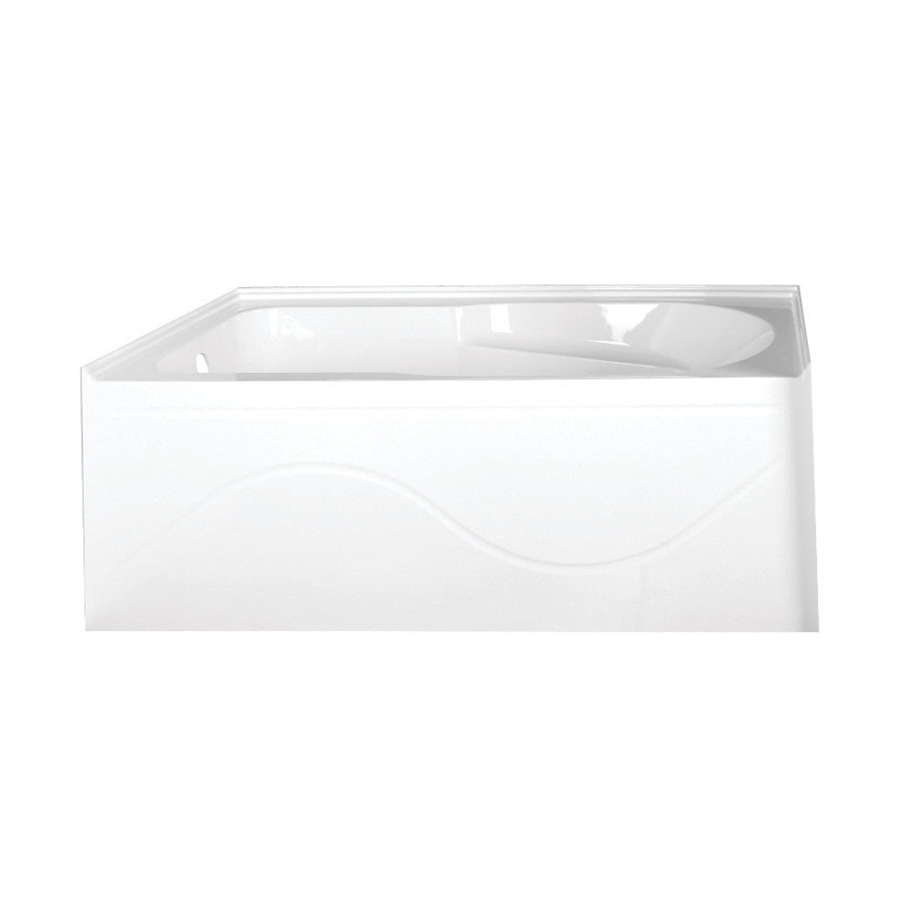 Aqua Eden VTAP603022L 60" Acrylic Rectangular 3-Wall Alcove Tub with Anti Skid and Left Hand Drain Hole, Glossy White