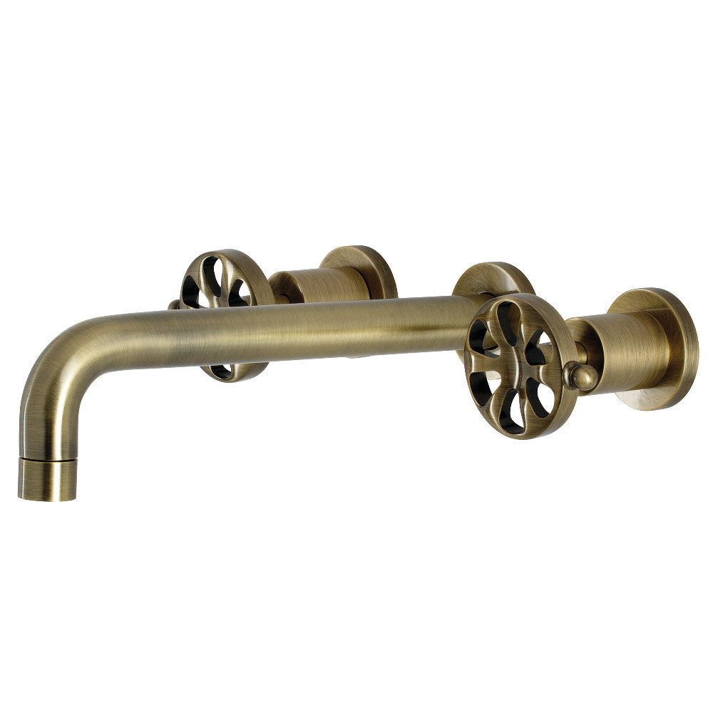 Kingston Brass KS8023RX Belknap Two-Handle Wall Mount Roman Tub Faucet, Antique Brass