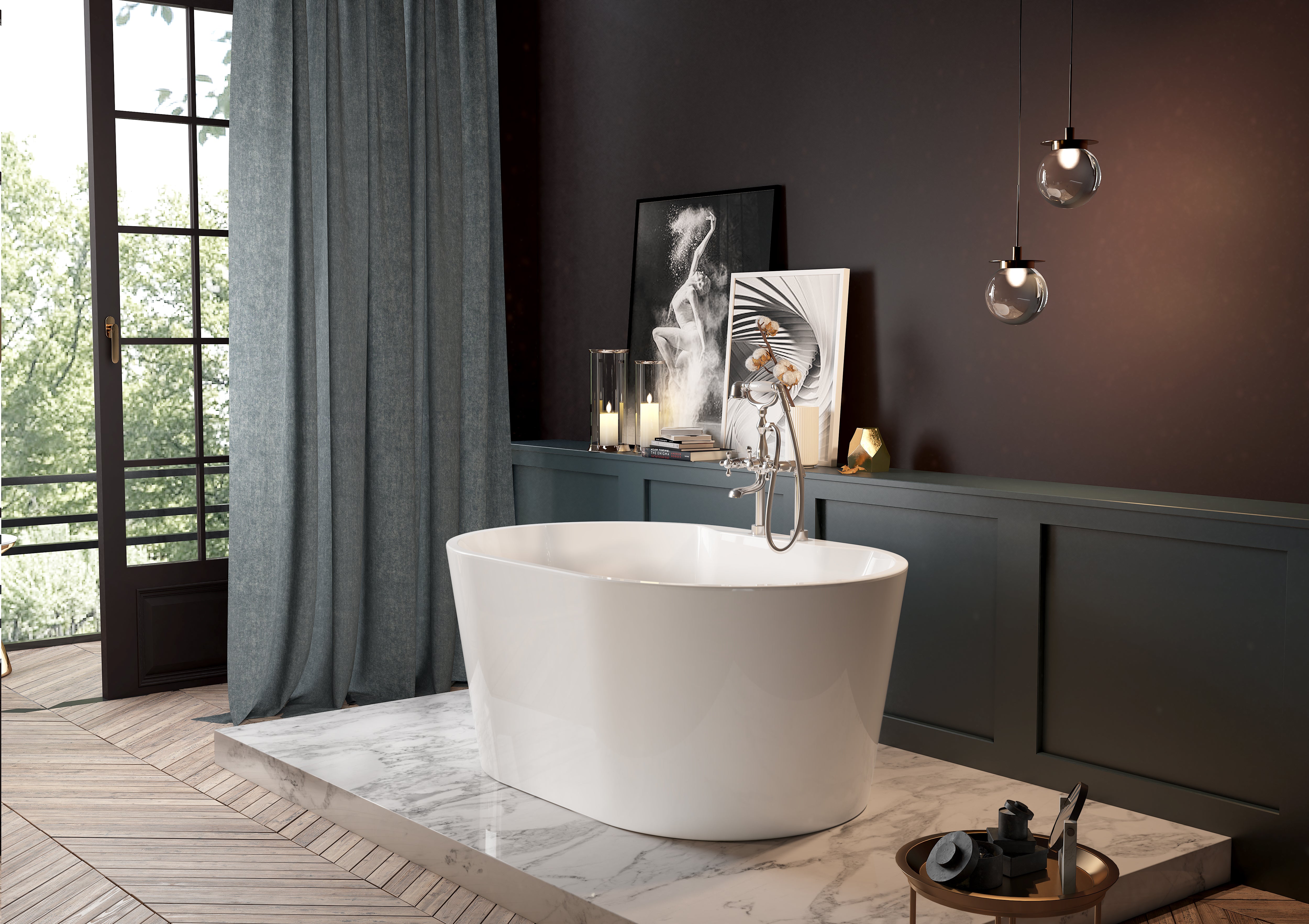Kingston Brass VT7DE513423 51" Acrylic Oval Double Ended Freestanding Tub with Drain, Glossy White