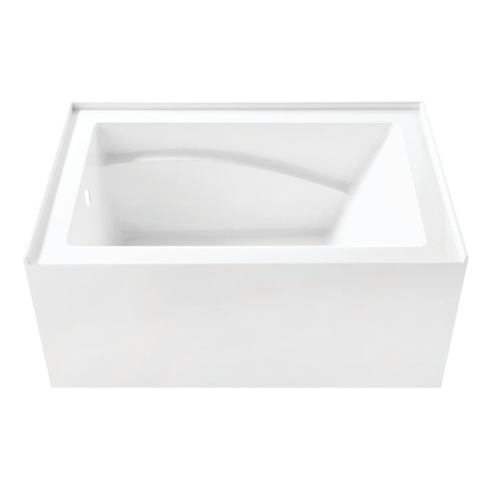 Aqua Eden VTAM4832L22D 48" Acrylic Rectangular 3-Wall Alcove Tub, Left Hand Drain and Anti-Skid Surface, Glossy White