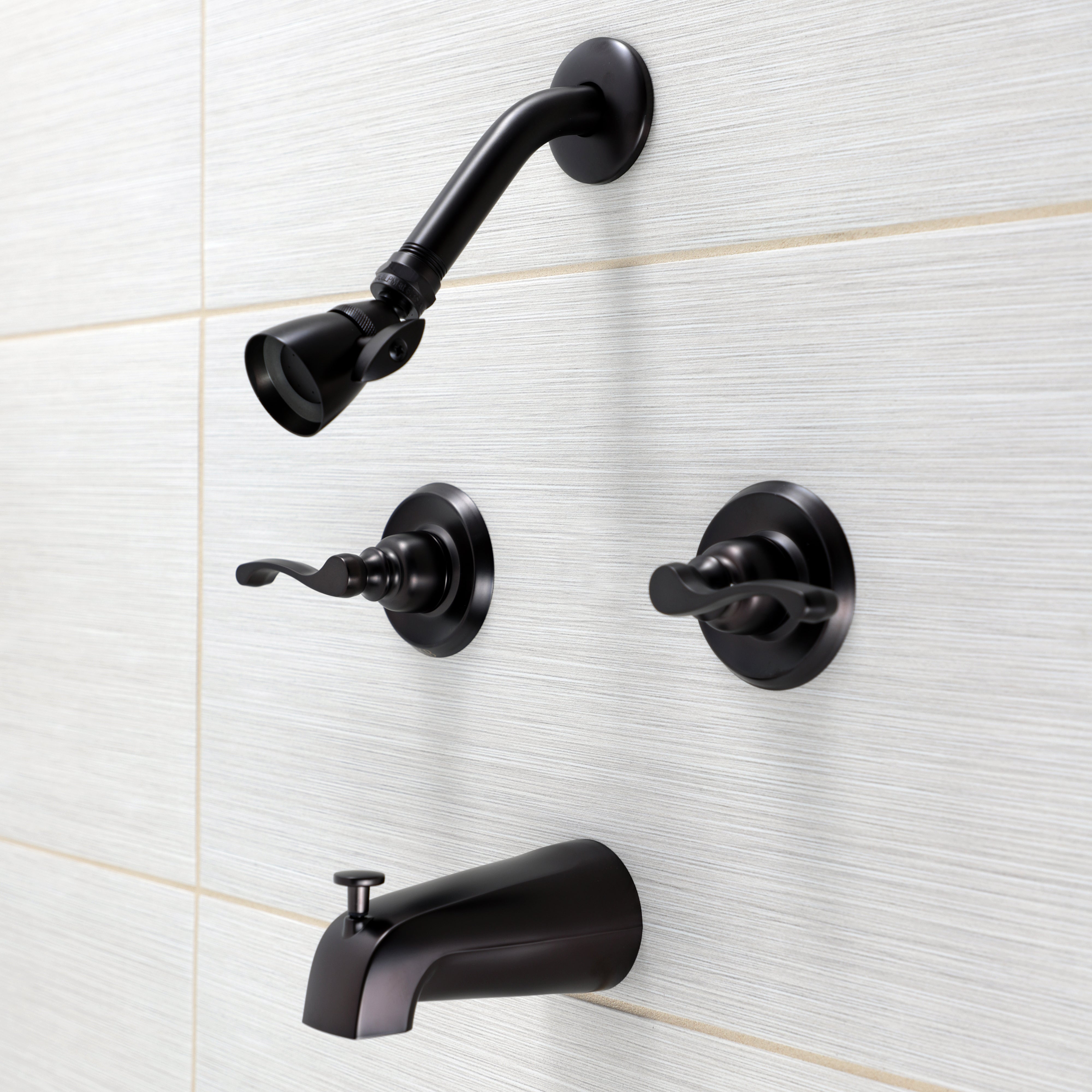 Kingston Brass KB245FL Royal Double-Handle Tub and Shower Faucet, Oil Rubbed Bronze