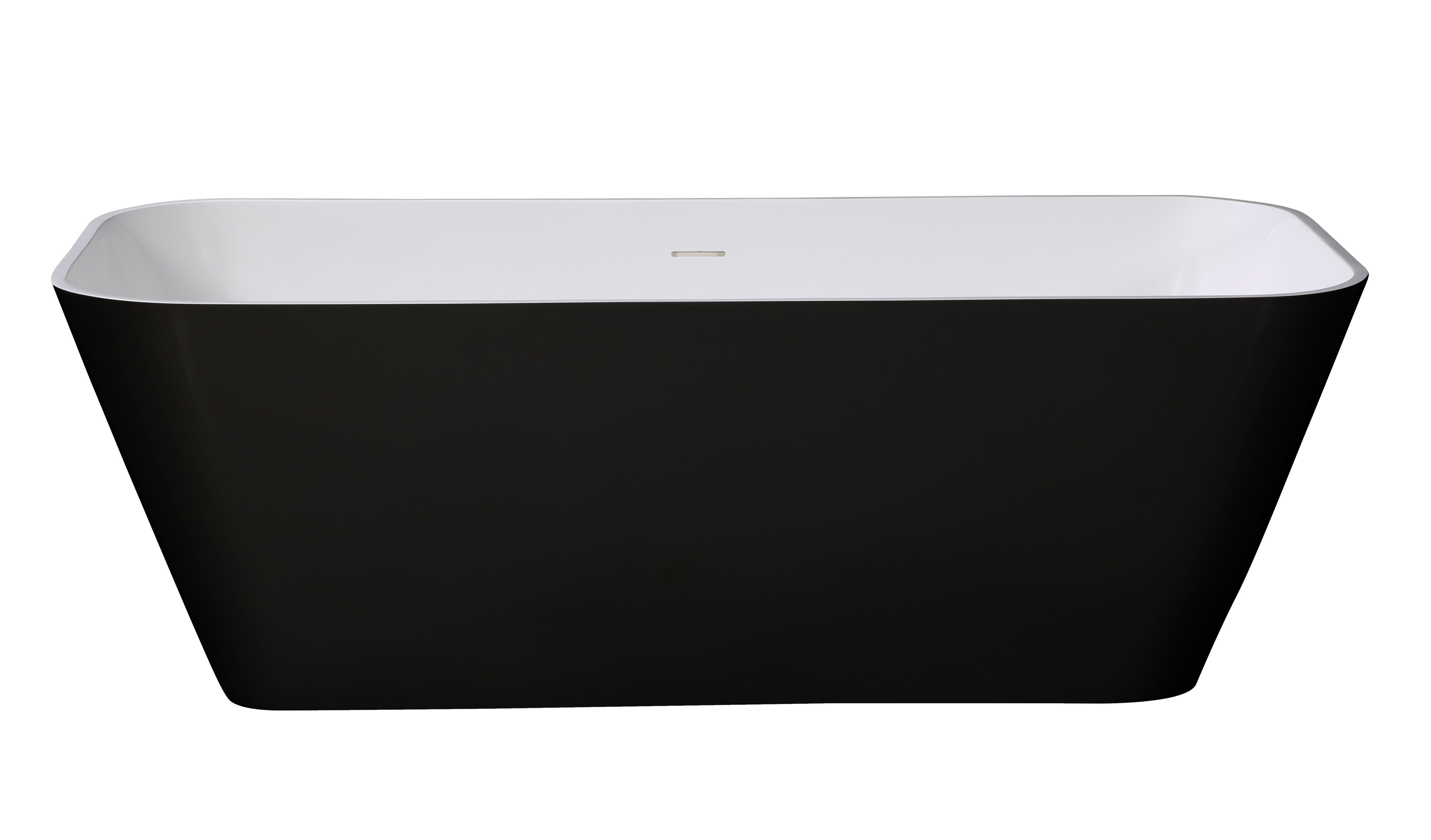 ALFI AB9952BM 67" Black & White Matte Rectangular Solid Surface Resin Soaking Bathtub