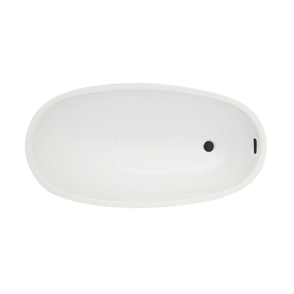 Kingston Brass VTRS482627C310 48" Acrylic Oval Single Slipper Freestanding Tub with Drain, Glossy White/Matte Black