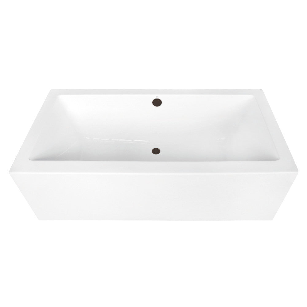 Kingston Brass VTDE673321M5 67" Acrylic Rectangular Double Ended Freestanding Tub with Overflow/Drain Assembly, Glossy White/Oil Rubbed Bronze