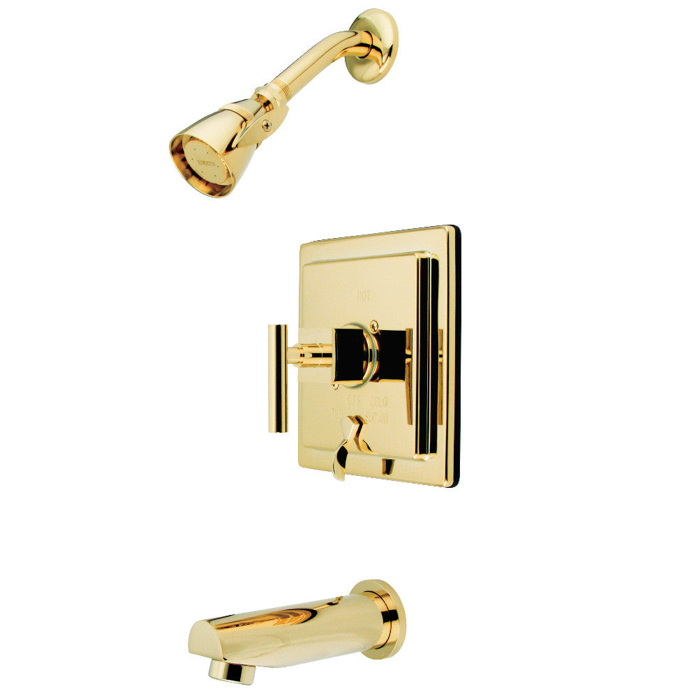 Kingston Brass KB86520CQL Claremont Single-Handle Pressure Balanced Tub and Shower Faucet, Polished Brass