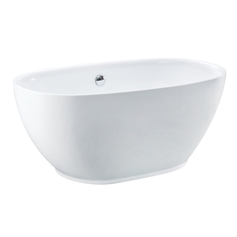 Kingston Brass VTOV553023U 55" Acrylic Oval Double Ended Freestanding Tub with Drain, Glossy White