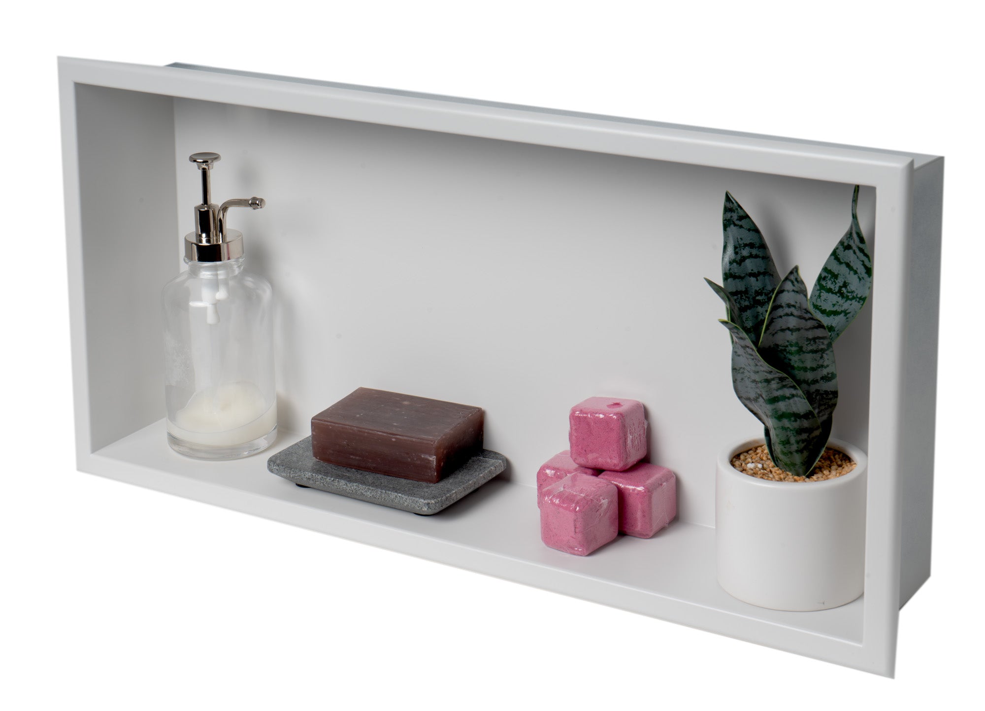 ALFI ABNC2412-W 24 x 12 White Matte Stainless Steel Horizontal Single Shelf Bath Shower Niche