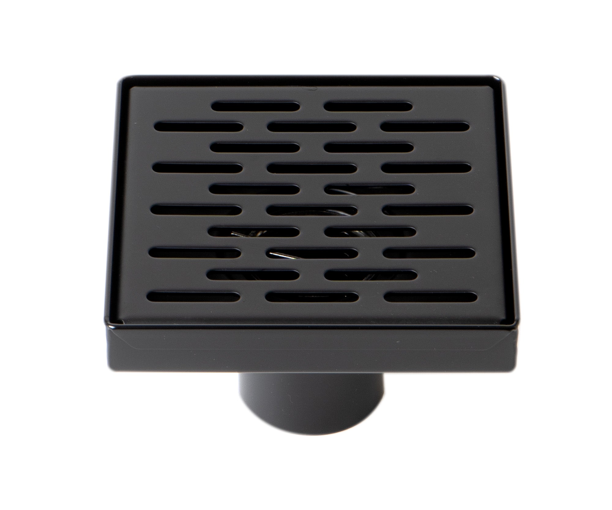 ALFI ABSD55C-BM 5" x 5" Black Matte Square Stainless Steel Shower Drain with Groove Holes