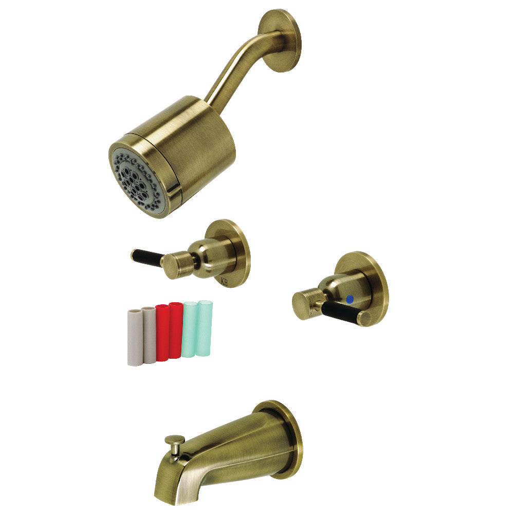 Kingston Brass KBX8143DKL Kaiser Double-Handle Tub and Shower Faucet, Antique Brass