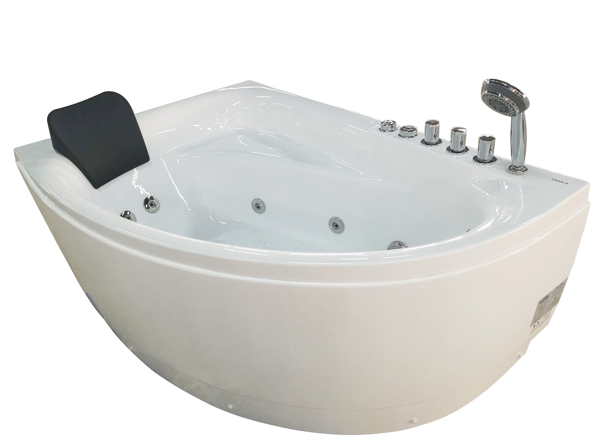 EAGO AM161-R 5' Single Person Corner White Acrylic Whirlpool Bath Tub - Drain on Right