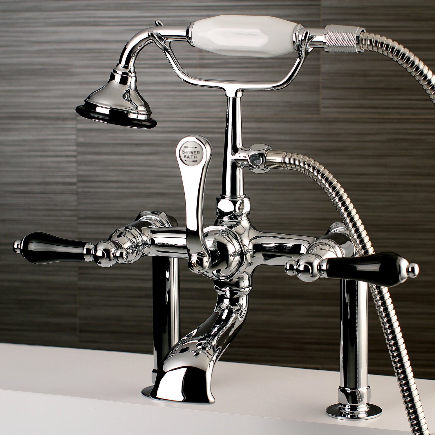 Aqua Vintage AE104T1PKL Duchess 7" Center Deck-Mount Clawfoot Tub Faucet with Hand Shower, Polished Chrome