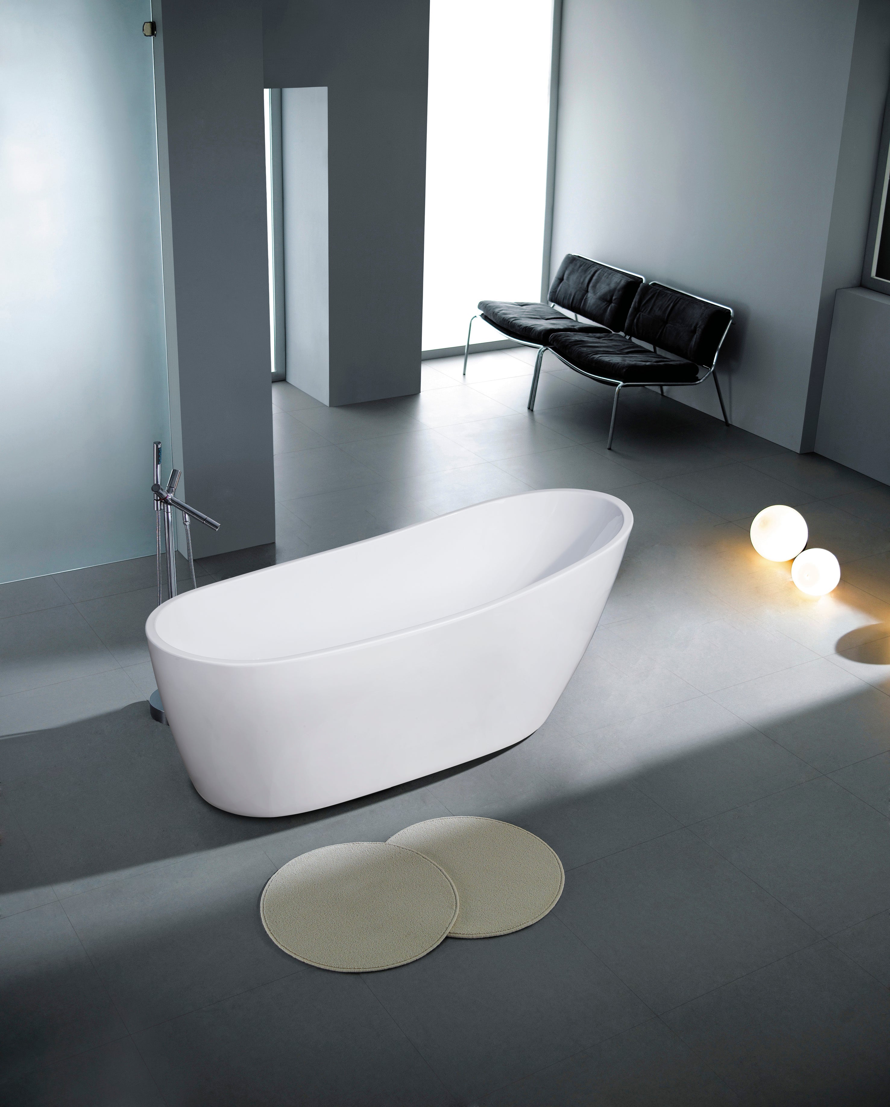 Kingston Brass VTRS723228 72" Acrylic Oval Single Slipper Freestanding Tub with Drain, Glossy White