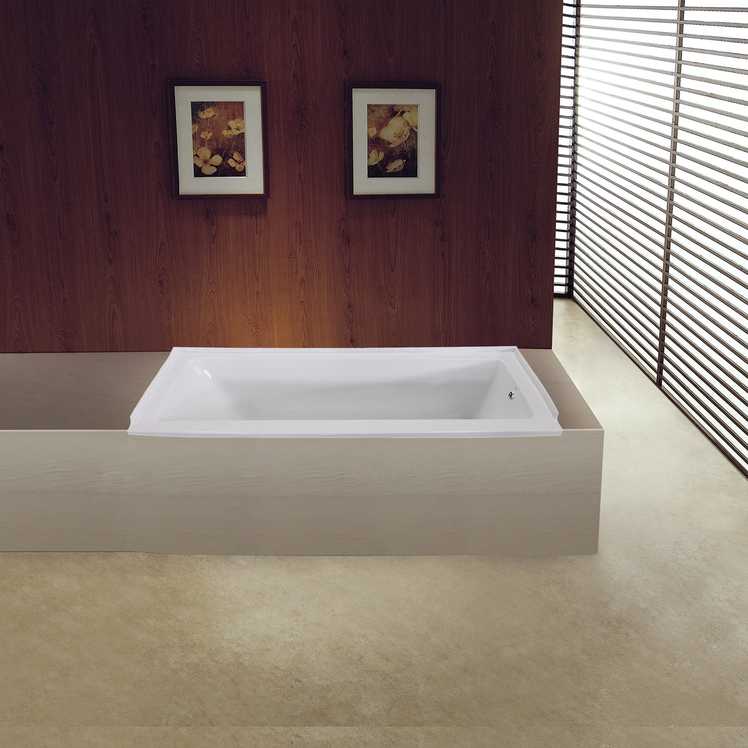 Aqua Eden VTPN603020R 60" Acrylic Rectangular Drop-In Tub, Right Hand Drain, Glossy White