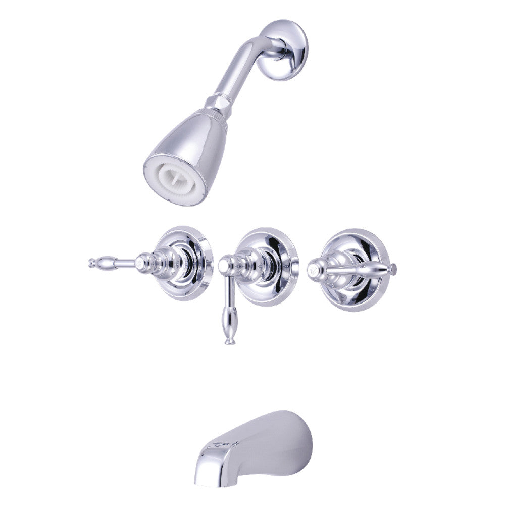 Kingston Brass KB231KL Knight Triple-Handle Tub and Shower Faucet, Polished Chrome