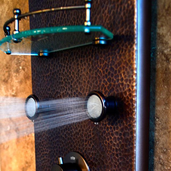 PULSE ShowerSpas Hammered Copper ORB Shower Panel - Sedona ShowerSpa - Bathroom Design Center