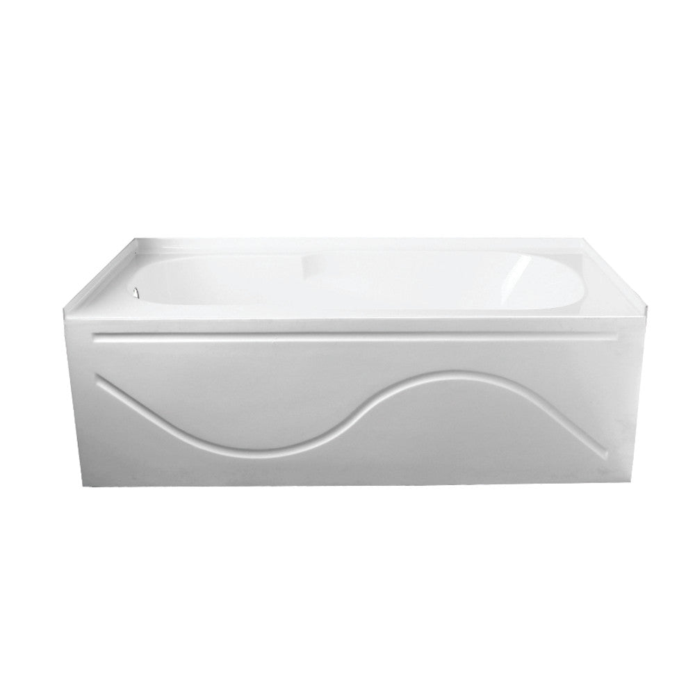 Aqua Eden VTAP603216L 60" Acrylic Rectangular 3-Wall Alcove Tub with Anti Skid and Left Hand Drain Hole, Glossy White