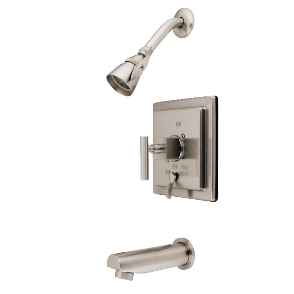 Kingston Brass KB86580CQL Claremont Single-Handle Pressure Balanced Tub and Shower Faucet, Brushed Nickel