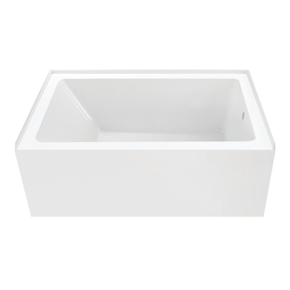 Aqua Eden VTAP5436R22 54" Acrylic Rectangular 3-Wall Alcove Tub, Right Hand Drain, Glossy White