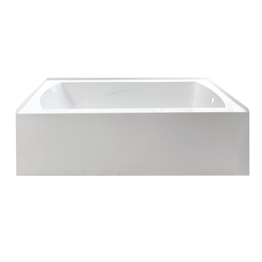Aqua Eden VTAM6032R21 60" Acrylic Rectangular 3-Wall Alcove Tub with Armrests, Right Hand Drain, Glossy White