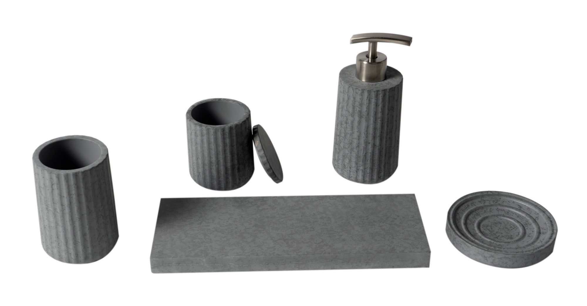 ALFI ABCO1001 5 Piece Solid Concrete Gray Matte Bathroom Accessory Set