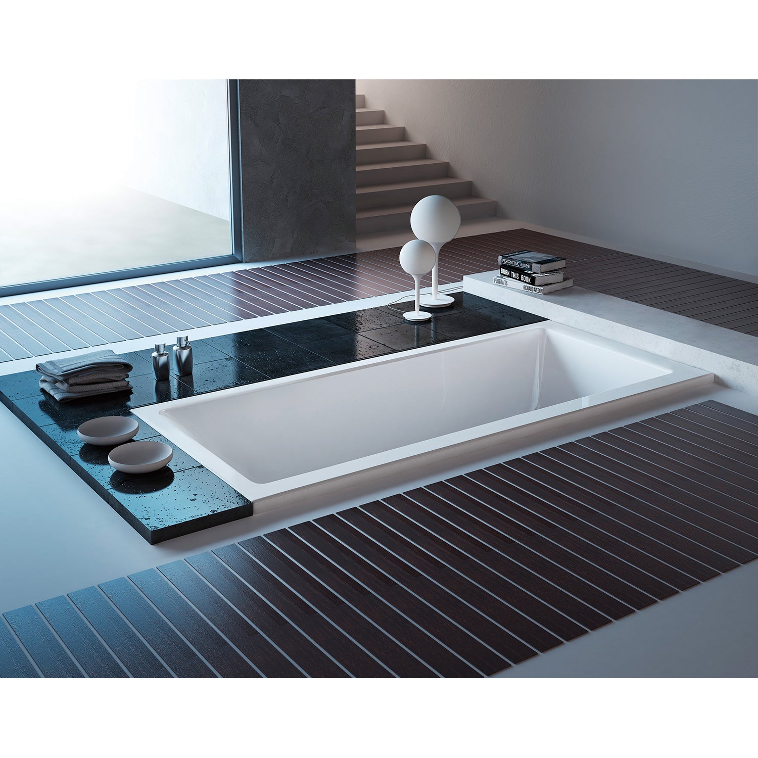 Aqua Eden VTPN593017C 59" Acrylic Rectangular Drop-In Tub with Center Drain, Glossy White