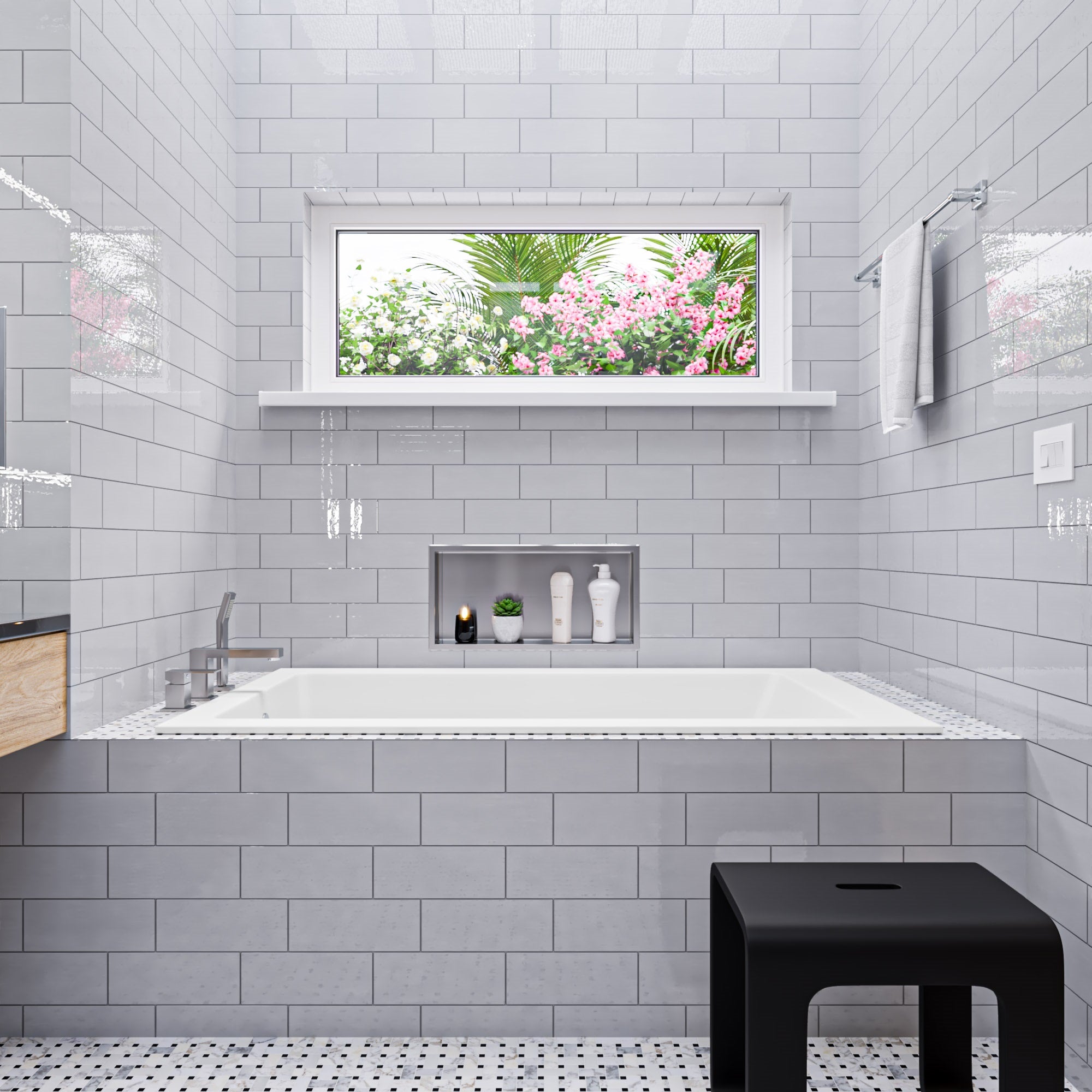 ALFI AB9933S White Resin Solid Surface 59" Rectangular Drop In Bathtub