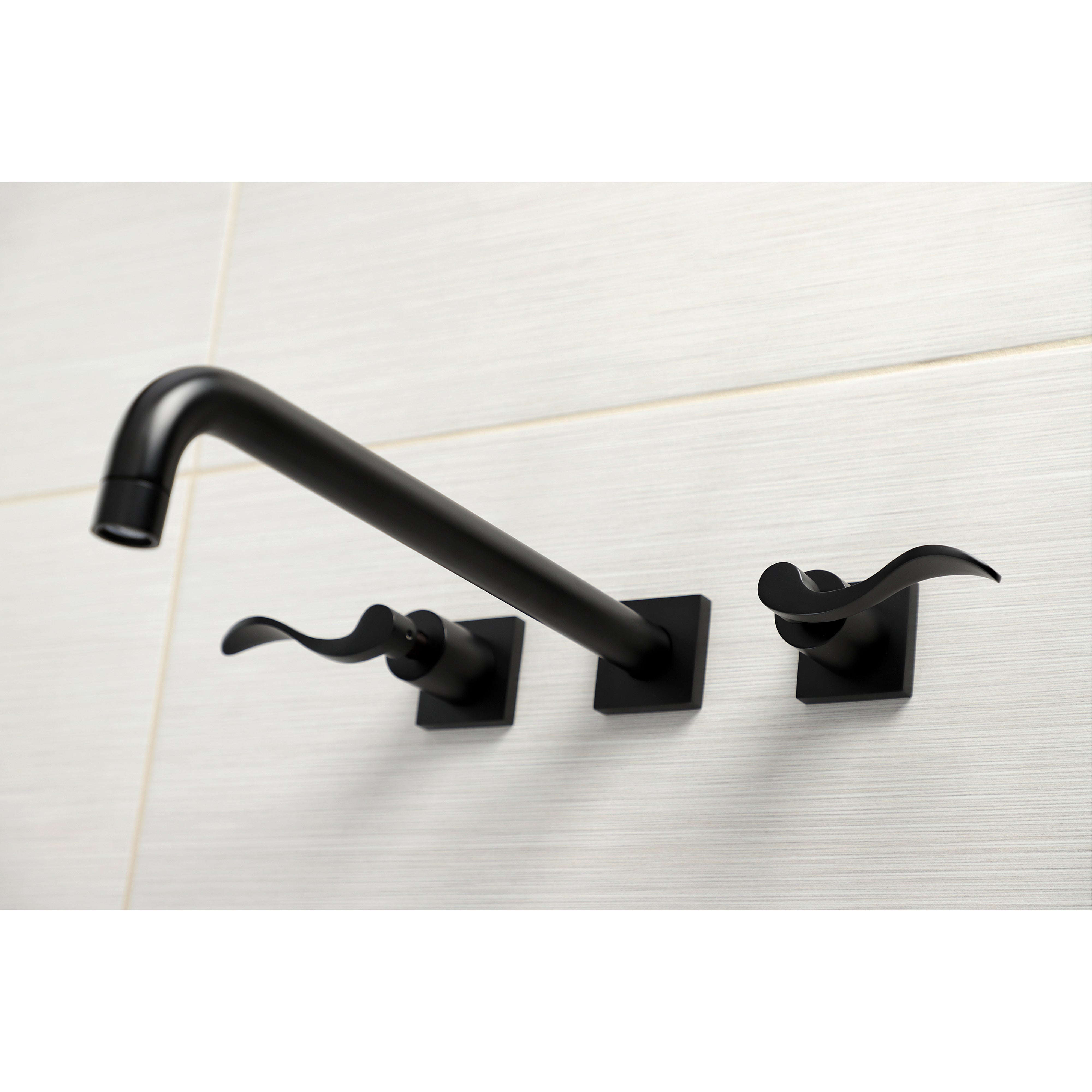 Kingston Brass KS6040DFL NuWave Two-Handle Wall Mount Roman Tub Faucet, Matte Black