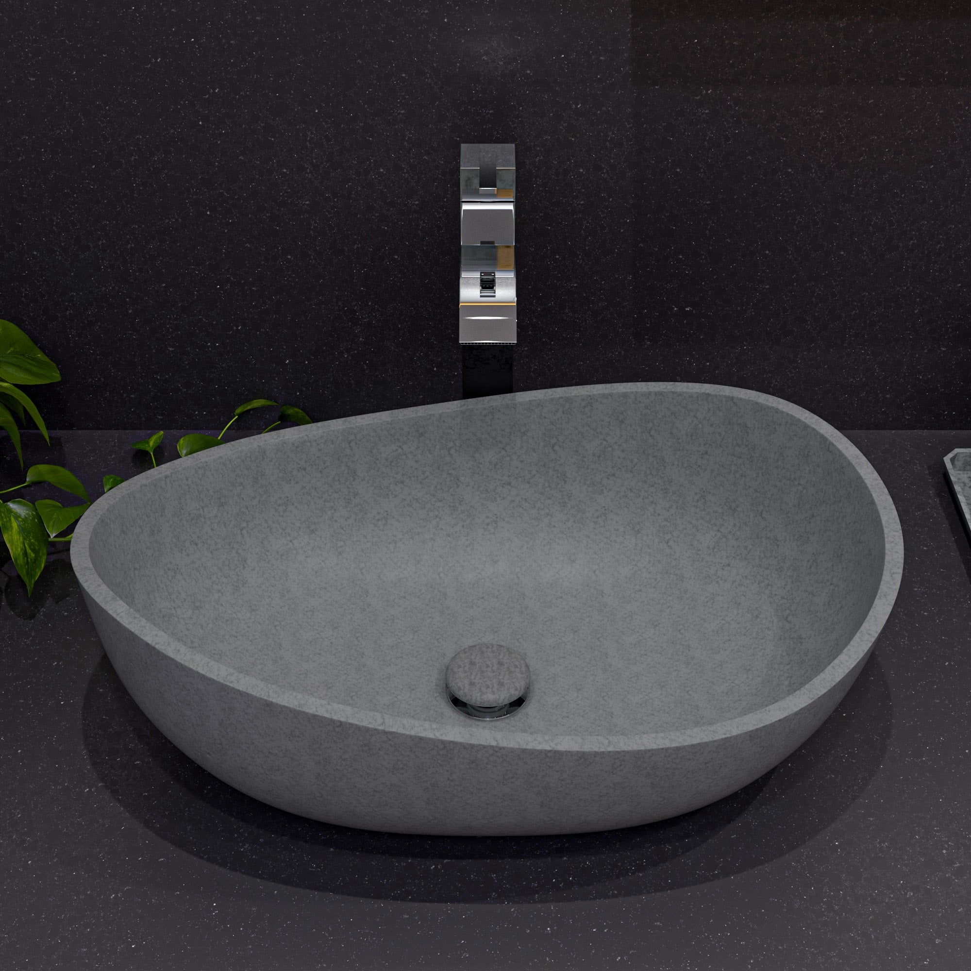 ALFI ABCO23O 23" Solid Concrete Wavy Oval Above Mount Vessel Sink