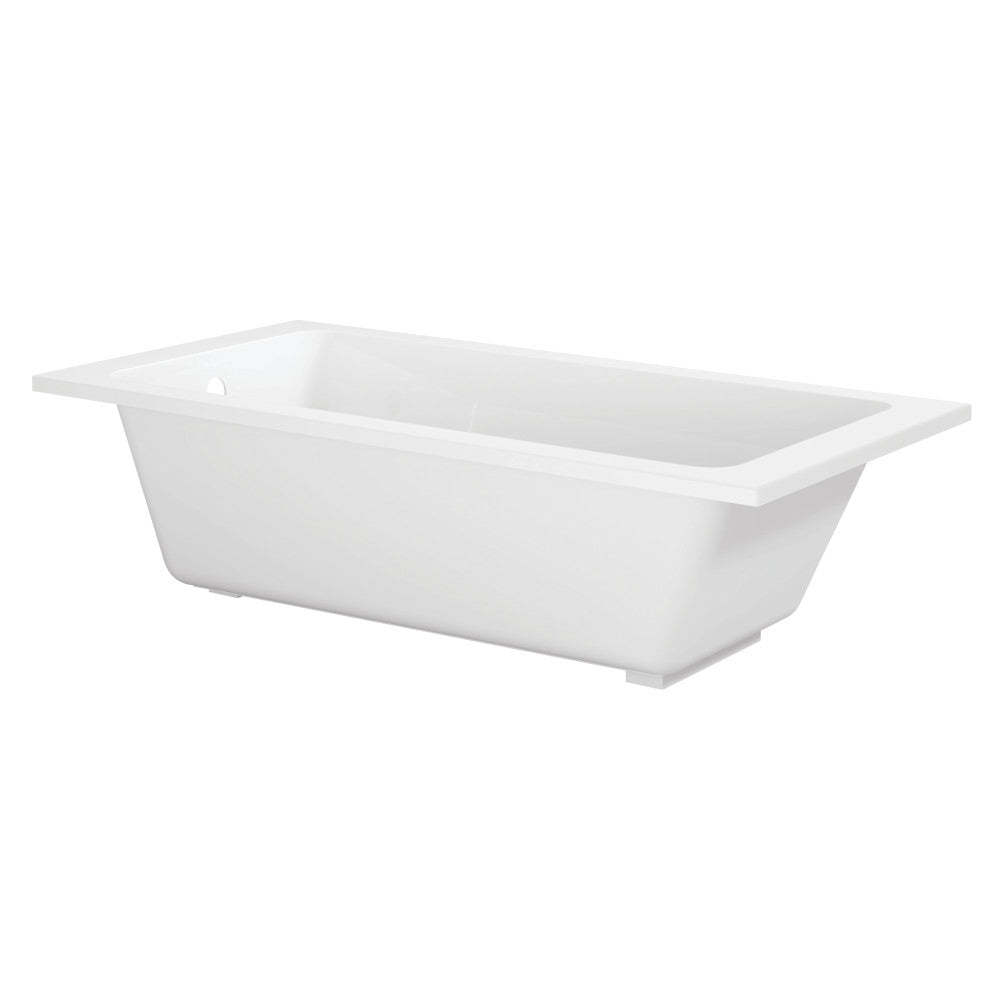 Kingston Brass VTPN673419T 67" Acrylic Rectangular Drop-In Tub with Anti-Skid Surface, Glossy White