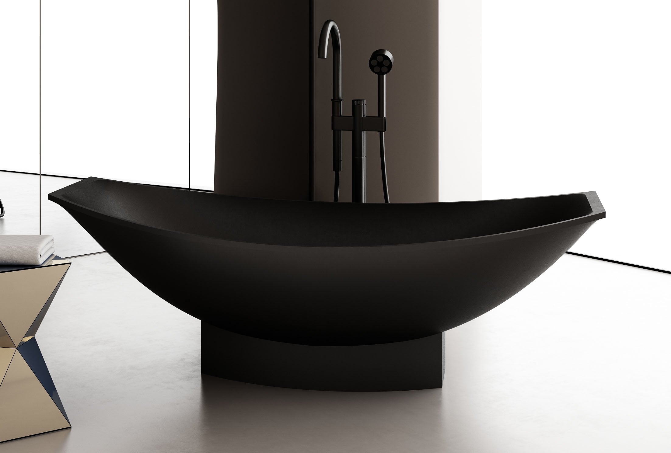 ALFI AB9991BM Black Matte 71" Solid Surface Resin Free Standing Hammock Style Bathtub