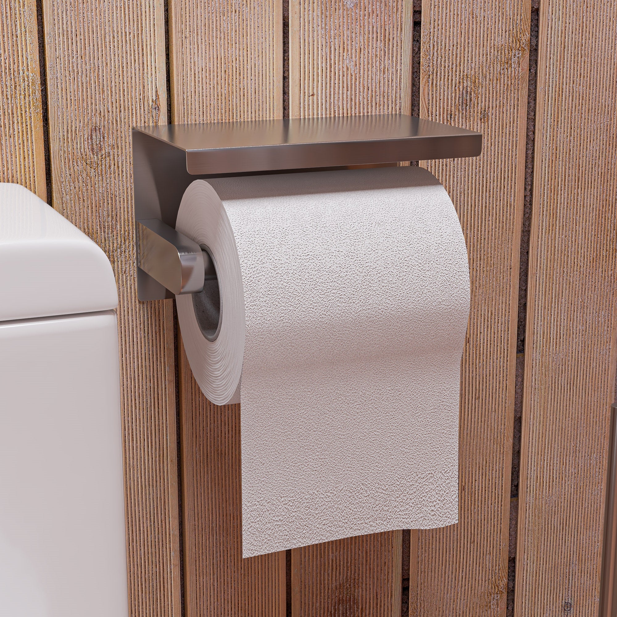 ALFI ABTP66-BSS Brushed Stainless Steel Toilet Paper Holder with Shelf