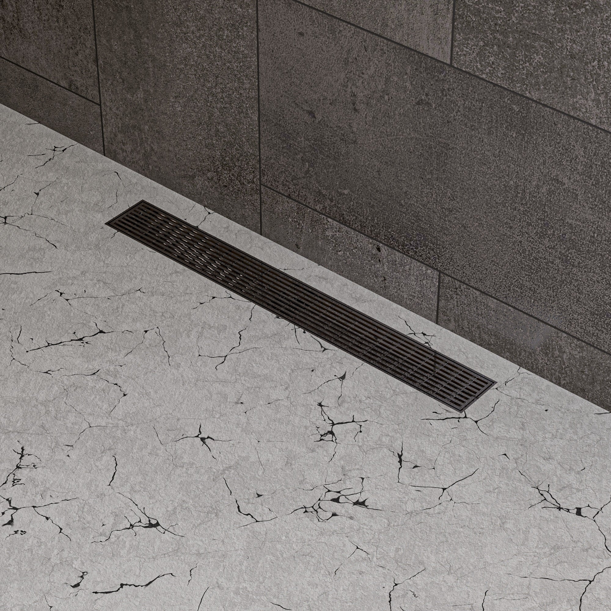 ALFI ABLD24D 24" Modern Stainless Steel Linear Shower Drain with Groove Lines